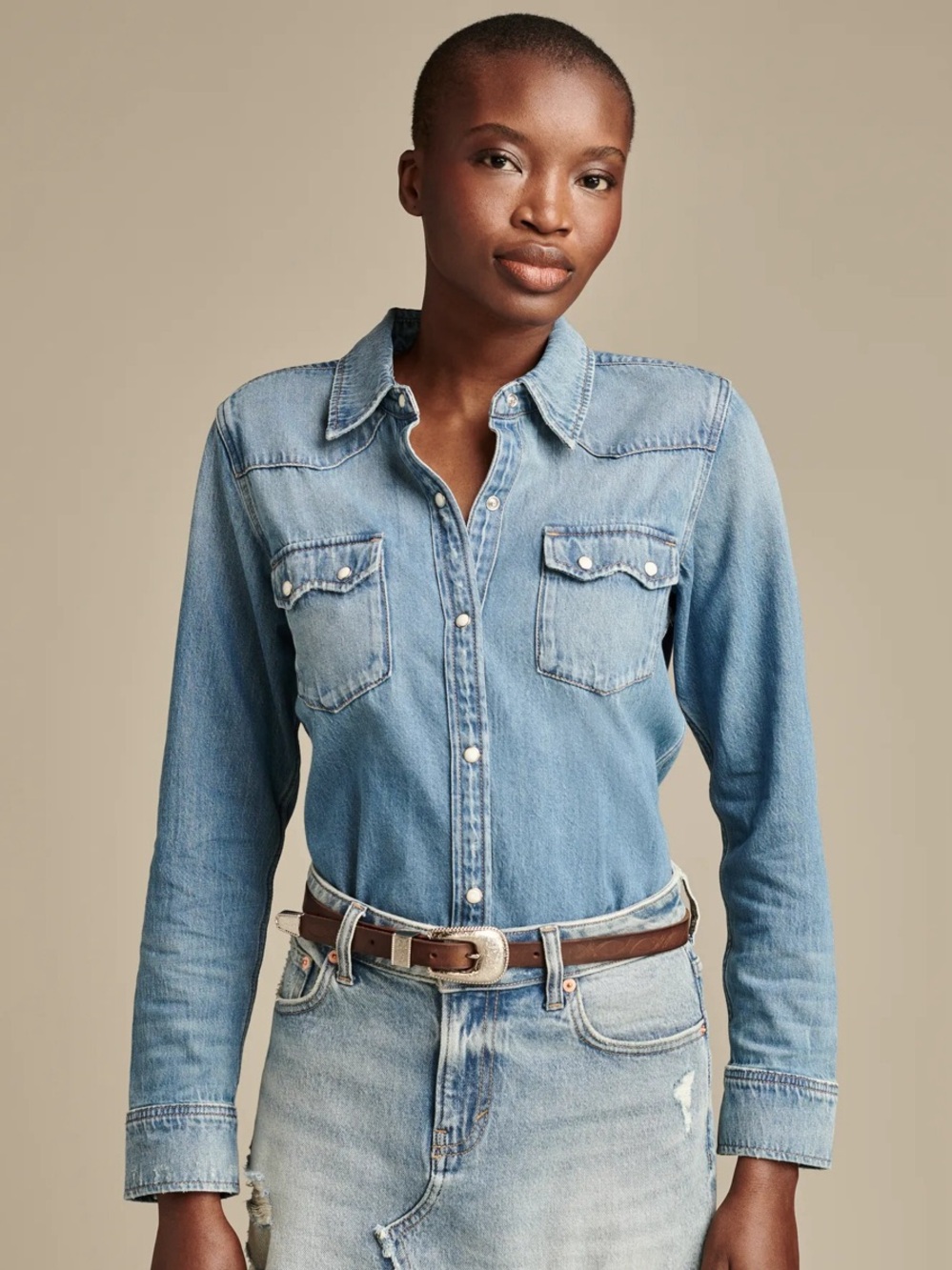 Lucky brand Denim Western Shirt size XS 💛